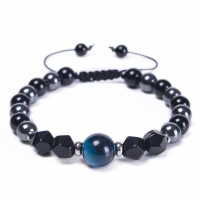 China 2022 New FASHIONABLE Cut 12MM Tiger Eye 8mm Natural Stone Beads Bracelet Adjustable Hematite Beaded Bracelet Men Women Braided Jewelry for sale