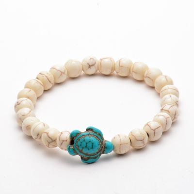 China CLASSIC White Tortoise Design Turquoise Dangle Bracelet Summer Style Natural Stone Beads Bracelets Stretch Energy Bracelets Beaded Jewelry for sale