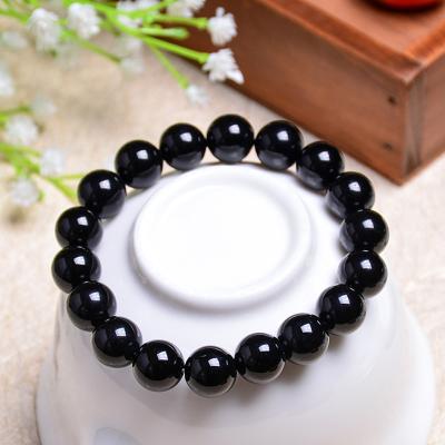 China 6-14MM Elastic Relax Gemstone Bangle Bracelet Super FASHIONABLE Black Agate Natural Stone Beads Bracelets Gift For Women Men for sale