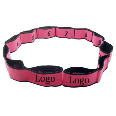 China Durable Custom Logo 12 Loops Dance Elastic Nylon Fitness Physiotherapy Yoga Stretch Band for sale