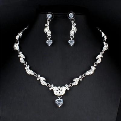 China New Bridal Women Wedding Cheap Fashionable Indian Zircon Necklace Set Jewelry And Earrings Jewelry Set for sale