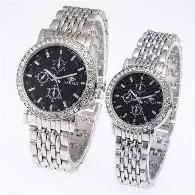 China China factory small three needle OEM logo quartz watch fashion custom diamond bling luxury couple watch for sale