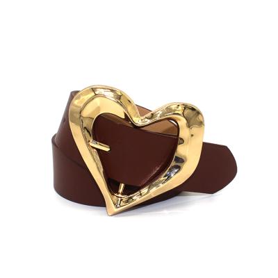 China New Fashion Design Heart Shaped Luxury Style Cheap Pattern PU Belt Buckle Leather Custom Belt for sale