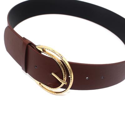 China Beautiful Cheap PU Leather Wide Belt Price Gold Buckle For Women Girls Street Wear Fashion Belt for sale