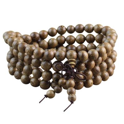 China Wholesale ethnic style factory door frame bracelet men and women couple accessories gift rosary bracelet cultural artifact 108 wooden beads for sale