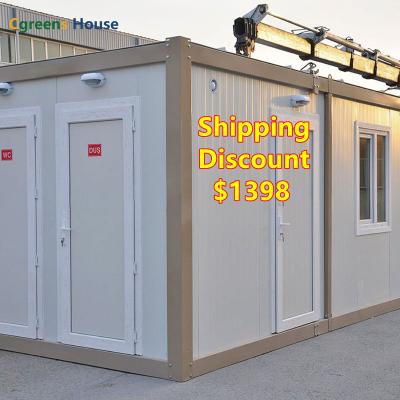 China Modern Cgreens House Sale 20ft Luxury Modular Portable Transport Public Restroom Container Project Container Quick Splice House for sale