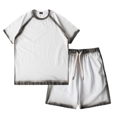 China Smart Casual Spray Dye Boys Shorts And T Shirt Set Summer Kids Clothes Short Sleeve T-shirt Boys Clothing Set Kids 2 Pieces Sets for sale