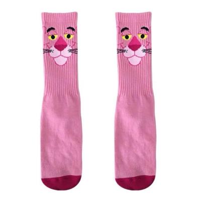 China 2021 Cute Pink Panther Knee High Socks Cotton Winter Women Novelty Sock Sporty Tube Socks For Girls for sale