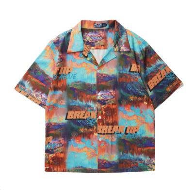 China Viable High Quality Wholesale Casual Sublimation Unisex Button Down Floral Custom All Over Beach Print Men's Hawaiian Shirts for sale