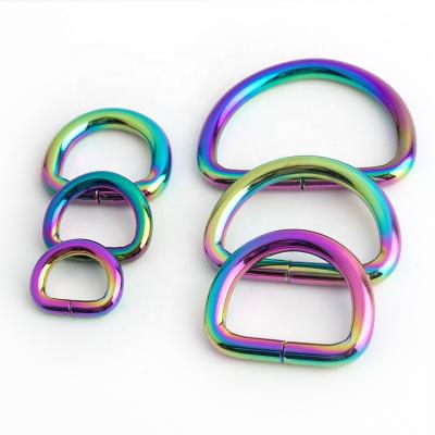 China Purse Dog Collar Buckles Wholesale Nolvo World Bag Rainbow 13 15 20mm 25 32 38mm Accessories Handle Custom Buckle Unwelded Metal Colorful D-Ring for sale