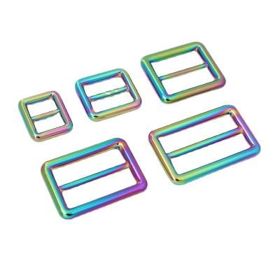 China Durable Nolvo World Rainbow 6 Size 13-16-20-25-32-38 Mm Adjuster Welded Tri Slider Buckles Slider Buckle For Bag Accessories for sale