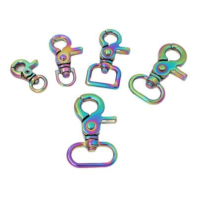 China Durable Nolvo World Rainbow 5 Size 8-10-17-20-25mm Metal Snap Lobster Hook Push Door Lobster Clasp Hook Clips For Bag Fittings by hand for sale