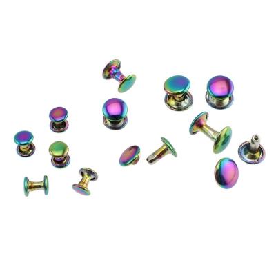 China round 2-cap rivet tie Nolvo world 6X6mm 8X8mm 10X8mm rainbow double rivet fastern tie , pets tie rivets bags 2 fastern decoration studs for sale