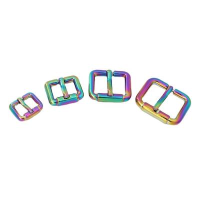 China Nolvo World Rainbow 16-20-25-31 38mm Durable Buckle Pin Buckles For Handbags Metal Adjustable Webbing Slider Buckle Fasteners Belts Bags for sale