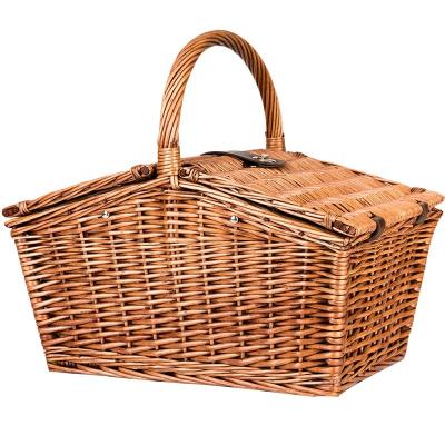 China Cheap viable wholesale bulk low moq picnic wicker basket for 4 person for sale