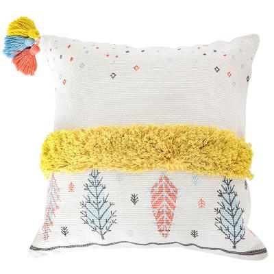 China Yellow Fancy Jacquard American Style Lace Cushion Covers Tassel Decor Good Quality for sale