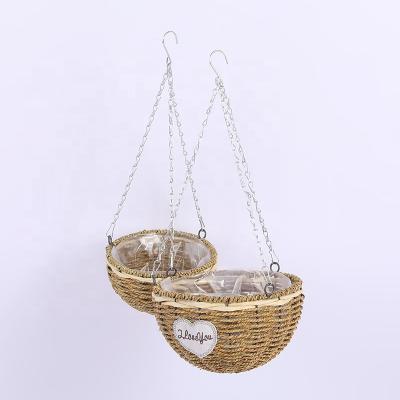 China Low moq cheap price artificial flower hanging basket natural material for home decorative for sale