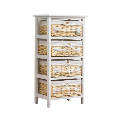 China Customizedlow fancy vintage eco-friendly popular white rattan moq wicker cabinet cabinet with drawers for sale