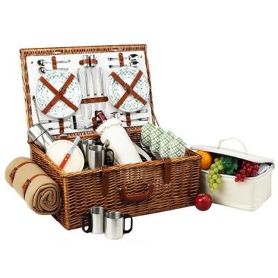 China Viable Wicker or Rattan Willow Picnic Basket with Deluxe Service for Two for sale