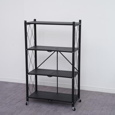 China Folding Steel Shelving Stored Metal Home Storage Rack Metal Shelves Storage Rack With Wheels for sale