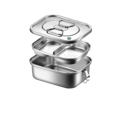 China Microwavable Compartment Bento Food Box Stainless Steel Hot Seal Lunch Box With Handle for sale