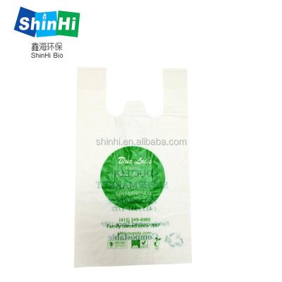 China 100% Biodegradable Food Corn Starch PBAT Bag T-Shirt Bag For Supermarket Shopping for sale