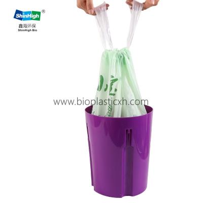 China 100% Biodegradable Kitchen Drawstring Bags Cornstarch Organic Bags Compost Waste Bag for sale