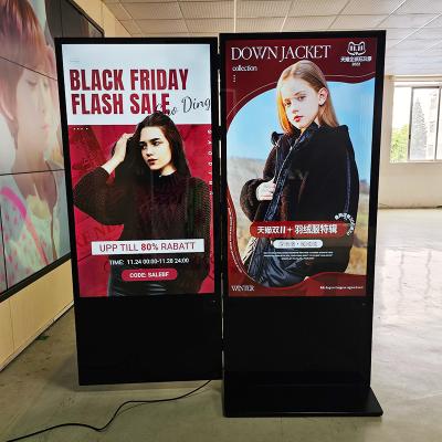 China 43 49 55 65 Inch Floor Standing LCD Display Advertising Screen Double Side Digital Signage Kiosk For Supermarket Mall for sale