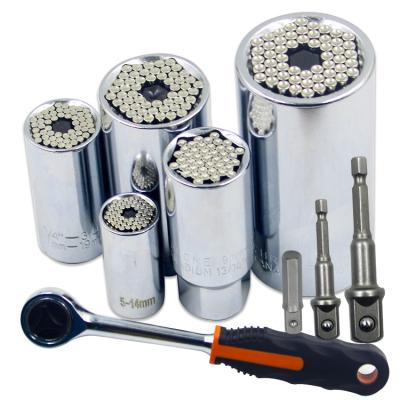 China Triple Square Universal Socket Grip 7-19mm 5-14mm 9-27mmMulti-Function Ratchet Wrench Power Drill Adapter 2Pc Set - for sale