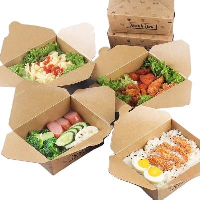 China 2022 Recycled Materials Factory Kraft Paper Box Takeaway Disposable Paper Package With Design Logo for sale