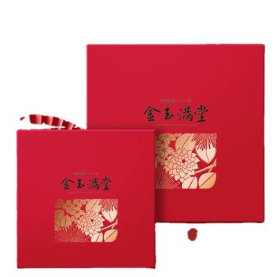 China Large Custom Logo Luxury Red Rigid Magnetic Folding Paper Packaging Gift Box Recyclable For Wedding Gift for sale