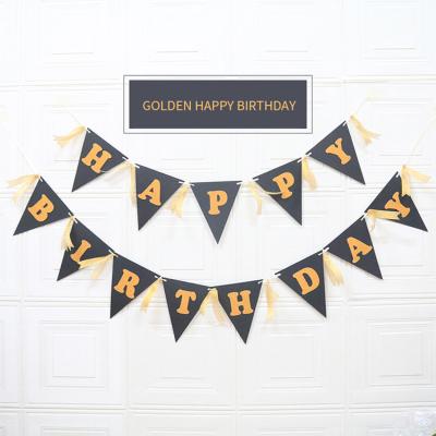 China Creative gift happy birthday party supplies DIY decoration glitter paper triangle flag wedding layout letter banner for sale