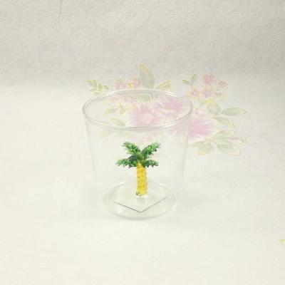 China New Released Creative Boro Glass Cup Wine Cup/OEM Shape Water Glass Cup From Viable Factory With Coconut Tree For Kitchen Glassware for sale