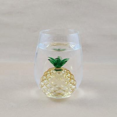 China Stocked Factory direct sale hand pineapple topic swollen drinking glass cup / creative custom drink cup / wine cup glass for home for sale