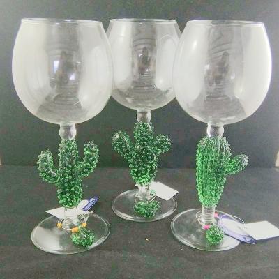 China Eco-friendly Wholesale Custom New Release Personality Green Cactus Topic Wine Beer Set/Glass Tumbler Mug/Wine Glass Tumbler For Home for sale