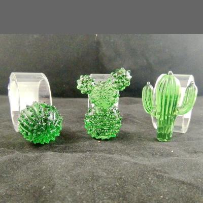 China Europe Wholesale 2022 New Cactus Glass Rings Creative Topic Glass Napkin/Napkin Ring/Glass Napkin Ring Glass For Restaurant Use for sale