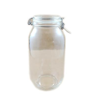 China Freshness preservation factory supply large quantity 2L volume round shape glass storage bottle/glass sealing jar/sealed bottle glass for super market for sale