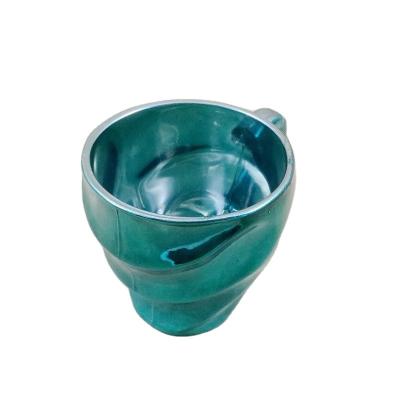 China Viable Ion Plated Art Sky Blue Factory Made Glass Mug With Handle / Glass Mug With Handle / Custom Glass Mug For Home Kitchen Dining Bar for sale