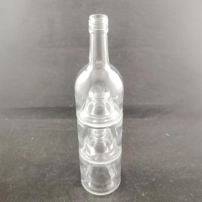 China Beverage factory new release 750ml stacked wine bottle/stacked glass bottle/stacked whiskey bottle for whiskey drink for sale