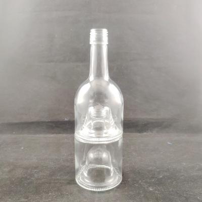 China Beverage factory new release 500ml stackable glass bottle/stackable wine bottle/stackable glass wine bottle for whiskey drink for sale