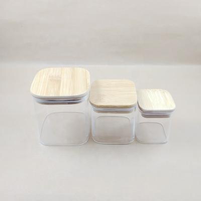 China Freshness Preservation Factory Supply New Design Square Nuts Storage Glass Jar With Lid/Food Storage Bottle Jar/Square Storage Lid Bamboo For Home for sale