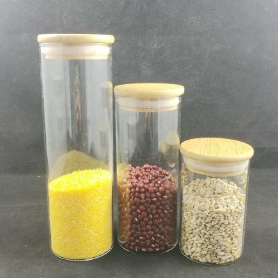 China Factory made cheap freshness preservation wholesale design glass storage jar new set with lid/sealing glass jar/sealing glass bottle for kitchen use for sale