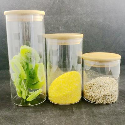 China Factory Made Freshness Preservation 2022 New Design Freed Stash Clear Glass Jar New With Lid Glass/Storage Bottle/Storage Glass Bottle For Kitchen for sale