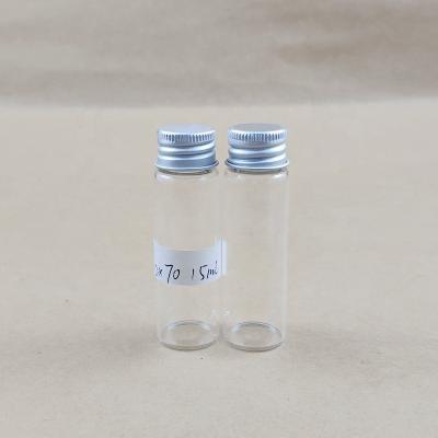 China Beverage Factory Wholesale 15ml Tiny Glass Aluminum Cap Candy Tube/Tiny Glass Spice Tube/Small Vial Tube With Cap For Packaging Factory for sale