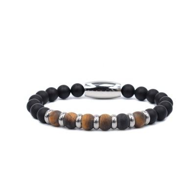 China FASHIONABLE Wholesale Jewelry Stainless Steel Magnetic Black Agate Bead Bracelet for sale