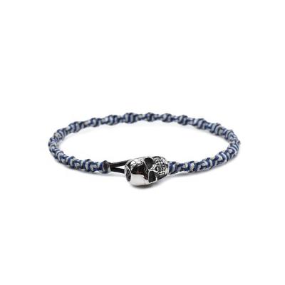 China FASHIONABLE Handmade Custom Stainless Steel Skull Braided Woven Rope Bracelets for sale