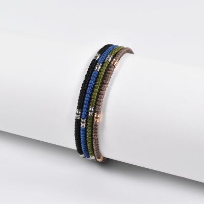 China FASHIONABLE Hot Selling Custom Braided Bead Woven Stainless Steel Bracelet Bangles for sale