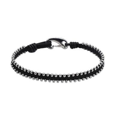 China FASHIONABLE High Quality Rope Handmade Braided Stainless Beaded Woven Bracelet for sale