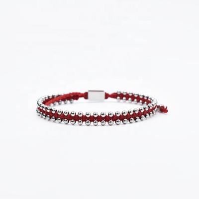 China FASHIONABLE Wholesale Wax Stainless Steel Braided Rope Woven Bead Bracelets for sale