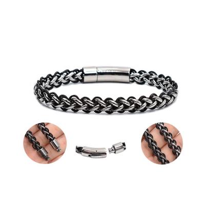 China EN FASHIONABLE Custom Leather Bracelet Stainless Jewelry Leather Bracelets For Masculine Men for sale